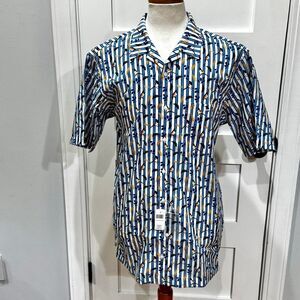 Paul Fredrick Classic LT Long Staple Cotton Casual Tropical Print Shirt. Large.